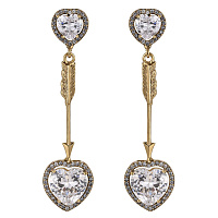 Серьги Сердца (Кубический цирконий, 6.5х1.6 см, 14 гр) Италия Claudio Canzian 002 02 910