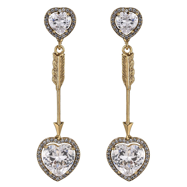 Серьги Сердца (Кубический цирконий, 6.5х1.6 см, 14 гр) Италия Claudio Canzian 002 02 910