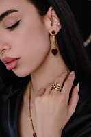 Серьги Сердца (кристаллы красные, 5.8х1.4 см, 10 гр) Италия Claudio Canzian 002 02 913