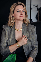 Колье (кристалл прозрачный, г/п: золото, 53 см. 2х2 см) Италия Claudio Canzian 002 05 656