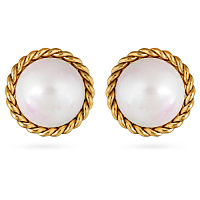 Серьги old money (майорка белая 22 мм, г/п: золото) Uvelina MG05 0028G-01E