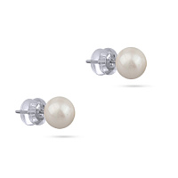 Пусеты (жемчуг белый 8 мм, г/п: родий) Uvelina NR70 0064R-31E