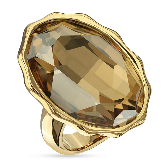 картинка Кольцо Сияние (кристалл шампань, г/п: золото, р.19)  SW00 0095G-016R-9 Uvelina ювелирный  магазин Калина являющийся официальным дистрибьютором в России 