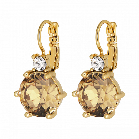 картинка Серьги BEGONIA (кристалл медовый, прозрачный, г/п: золото, 1,7х1,4 см) Дания DYRBERG/KERN 460038 ювелирный  магазин Калина являющийся официальным дистрибьютором в России 