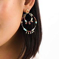 Серьги FRIDA (амазонит, керамика, кристаллы, стекло, латунь, 6 см) 1268649 Франция							