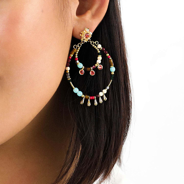 Серьги FRIDA (амазонит, керамика, кристаллы, стекло, латунь, 6 см) 1268649 Франция							