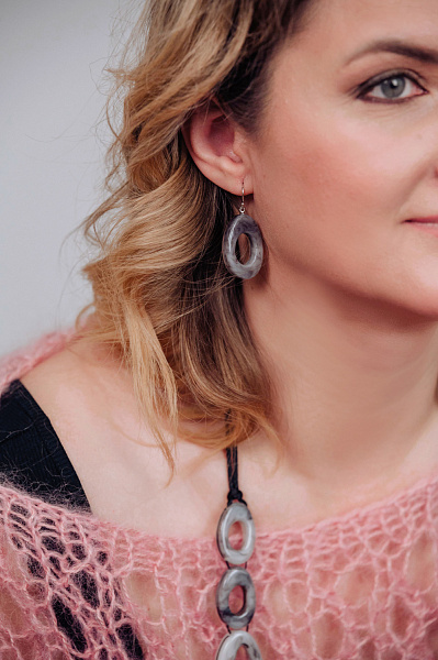 Серьги Phapsody серый,2х3 см Голландия ZSISKA