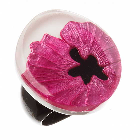 картинка Кольцо Baila (фуксия, белый,черный, 17 р) Голландия ZSISKA ювелирный  магазин Калина являющийся официальным дистрибьютором в России 