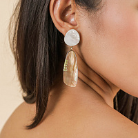 Серьги Calliope (перламутр Палавана,коричневый,6 см,г/п: золото) 12-79993 Франция Nature Bijjoux