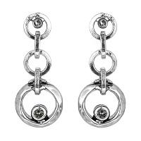 Серьги (кристалл прозрачный, графит, г/п: родий, 3,7х1,6 см, 13гр) Италия Claudio Canzian 002 02 806