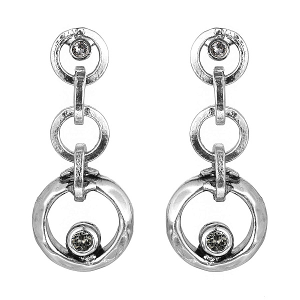 Серьги (кристалл прозрачный, графит, г/п: родий, 3,7х1,6 см, 13гр) Италия Claudio Canzian 002 02 806