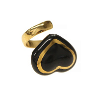Кольцо Сердце (керамика черный, г/п: золото,размер регул.2.3х1.9 см) Испания 01901024