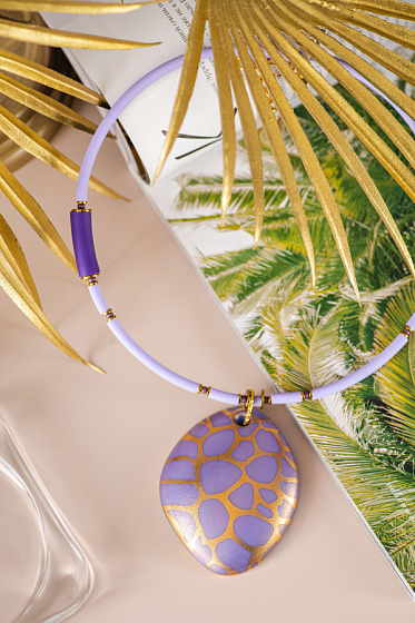 картинка Колье Africa Uno сиреневый, золото/сиреневый Италия ENZO BENZO ювелирный  магазин Калина являющийся официальным дистрибьютором в России 