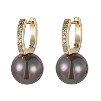 Серьги (майорка коричневый, г/п: золото, 2.7х1.4 см, 8 гр.) Испания Madreperla 020 02 067