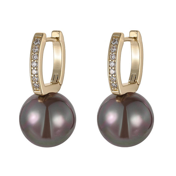 Серьги (майорка коричневый, г/п: золото, 2.7х1.4 см, 8 гр.) Испания Madreperla 020 02 067