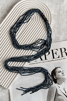 Колье Gabriella (Богемское стекло - синий, натур.кожа) Италия Perfetto