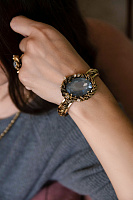 Браслет Анастасия (кристалл сервый с гол бл, 4,2х2,3 см, до 19 см) Италия Claudio Canzian 002 04 240