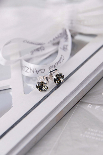 Пусеты (кристалл графит, г/п: серебро) Италия Claudio Canzian 002 02 325