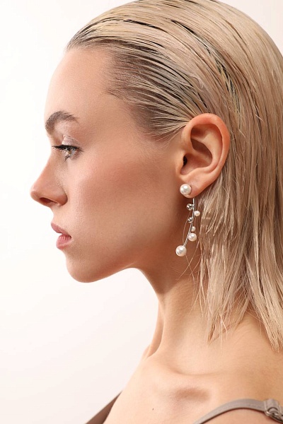 Серьги Просекко (майорка, г/п: родий, 5 см) Испания MG00 0060R-01E