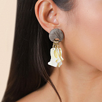 Серьги Eclipse (Перламутр, эбеновое дерево, г/п: золото, 5,5х2,2 см) 12-90253 Франция Nature Bijjoux