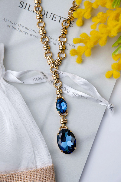 Колье (кристалл синий 50 см, 10,5х2 см) Италия Claudio Canzian 002 05 334
