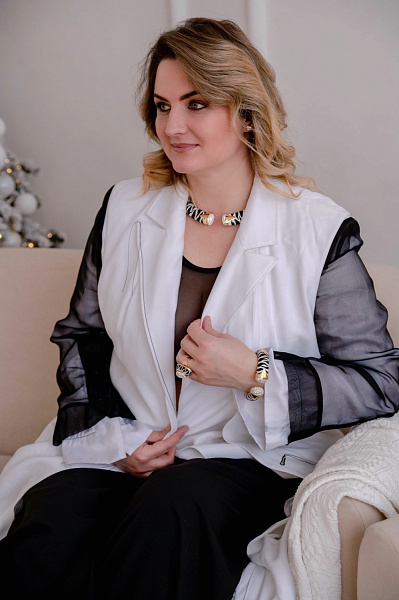 Колье Зебра (эмаль, кристаллы: прозрачные, г/п: золото) Италия ANNIBALE BALDINI 007 05 012