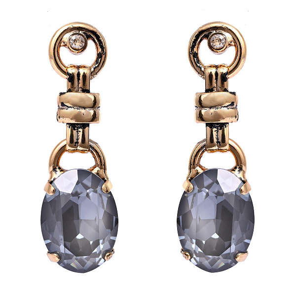 Серьги (кристалл серый с голубым блеском, 4.1х1,3 см, 13 гр.) Италия Claudio Canzian 002 02 313