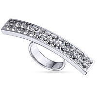 Кольцо Квадро (кристаллы белые, г/п: родий, р.18 регулир) SW00 0055R-001R2-8