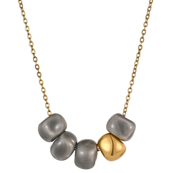 Колье (керамика серый, г/п: золото, длина 48 см, 4х0.9 см) Испания 01905022 Maximilianas