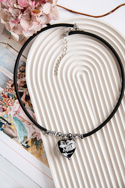 Колье Fiume Lux черно-белая/черный Италия ENZO BENZO 