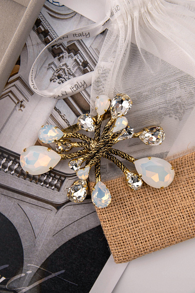 Брошь Хромосомы (прозрачные, лунные кристаллы, 8,5х8 см, 67 гр.) Италия Claudio Canzian 002 11 005