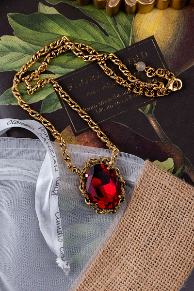 Колье (Кристалл красный, 49,5 см, 3,8х2,7 см) Италия Claudio Canzian 002 05 810