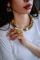 Кольцо (кристалл графит, г/п: золото, регулируется, 4,5х4 см) Греция Kalliope 022 01 006