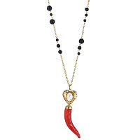 Колье Перчик (Перламутр, вулканическая лава, керамика, 8.5х1.9 см, 76 см) 011 05 175 Италия Bane 