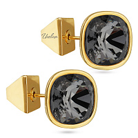 Пусеты Триумф (кристаллы темно-серые, г/п: золото 10 мм) Uvelina SW00 0020G-014E
