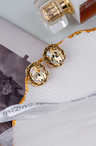 картинка Серьги (Кристалл медовый, 2,3х1,9 см, 12 гр.) Италия Claudio Canzian 002 02 821 ювелирный  магазин Калина являющийся официальным дистрибьютором в России 