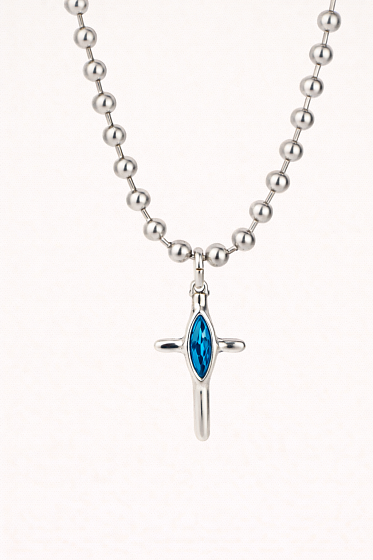 картинка Колье Ciclon 265802-07 (кристалл бирюзовый, г/п:серебро 50 см, 3.5х2см) Испания Cruz ювелирный  магазин Калина являющийся официальным дистрибьютором в России 