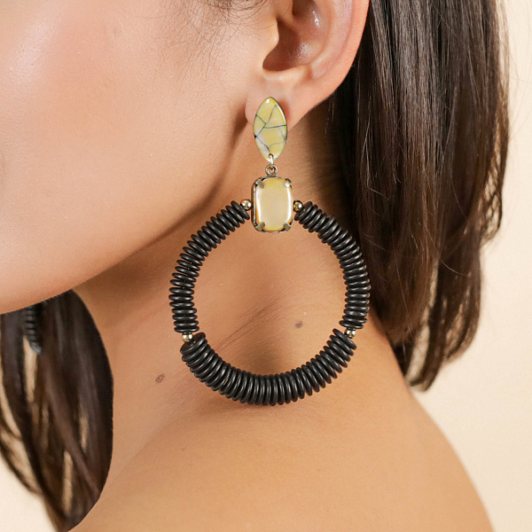 Серьги Salamandr (кокос,перламутр,9 см,латунь) 12-90041 Франция Nature Bijjoux