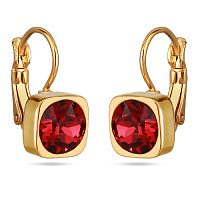 Серьги Теннис (кристаллы красные, г/п: золото 8 мм) Испания SW00 0010G-276E