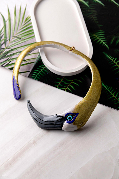 Колье Цапля (эмаль, г/п: золото) Италия ANNIBALE BALDINI 007 05 104