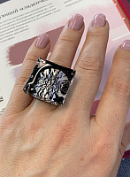 Кольцо Quadro Platina 17.5 серебро/черное ENZO BENZO Италия