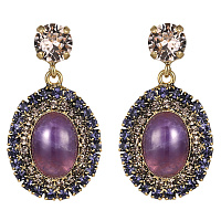 Серьги (кристаллы сиреневые, персиковые, аметист, 3,7х2см, 12 гр.) Италия Claudio Canzian 002 02 829