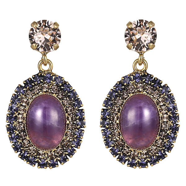 Серьги (кристаллы сиреневые, персиковые, аметист, 3,7х2см, 12 гр.) Италия Claudio Canzian 002 02 829