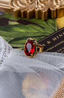 Кольцо (Кристалл красный, 1,8х1,3 см, регулируется) Италия Claudio Canzian 002 01 562