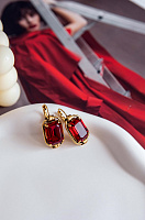 Серьги Олеся (кристалл красный, 3,5х1,5см) Италия  Claudio Canzian 002 02 051