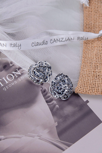 Серьги Цепи (Кристалл графит, 2,8х2,6 см, 16 гр.) Италия Claudio Canzian 002 02 800