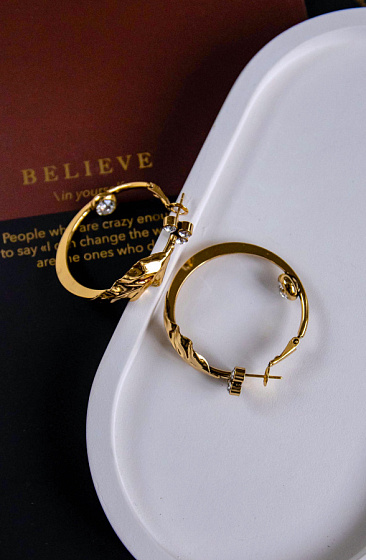 картинка Серьги-кольца (кристаллы прозрачный, 3,8х3,8 см, 12гр.) Италия Claudio Canzian 002 02 609 ювелирный  магазин Калина являющийся официальным дистрибьютором в России 