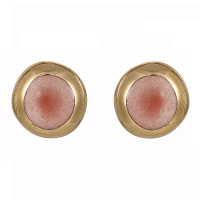 Пусеты (керамика персиковый, г/п: золото, 1х1см, 2гр.) Испания 01902005 Maximilianas