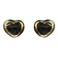 Пусеты Сердце (керамика,черный г/п: золото, 1.4х1см) Испания 01902025
