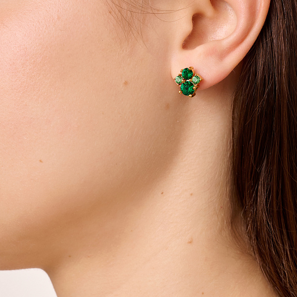 Пусеты BILLIS (кристалл зеленый, г/п: золото, 1х1см) Дания DYRBERG/KERN 470138